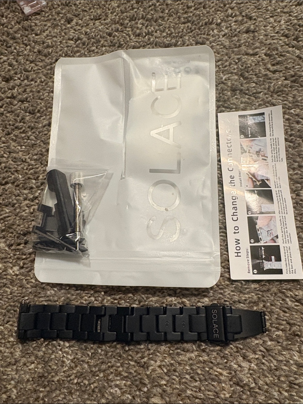 Solace Black Stainless Steel Women's Watch Band